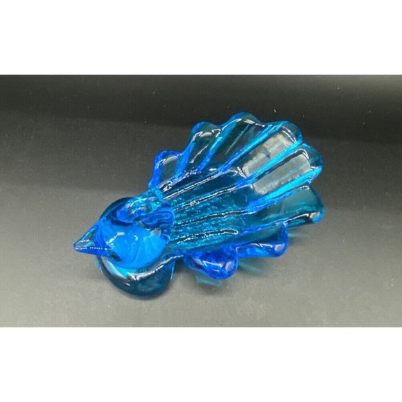 Titan Art Glass Blue Graceful Swan Trinket Dish Signed Titan 1997 Vintage - Picture 3 of 12